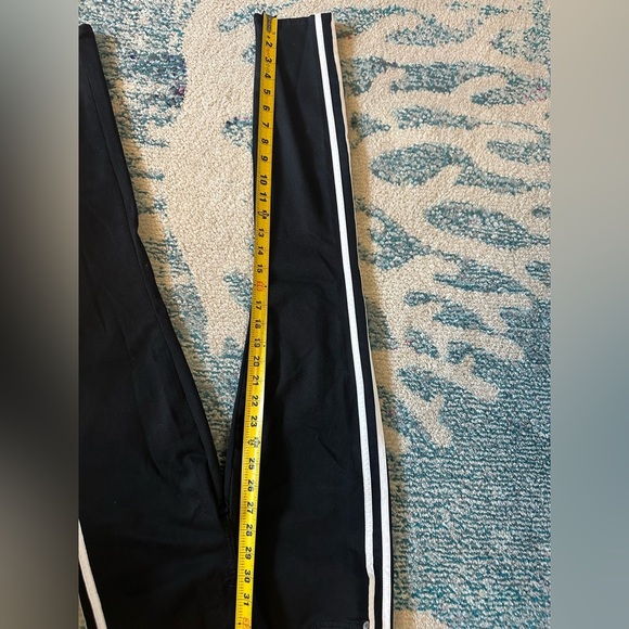 7 For All Mankind B air The Ankle Skinny Jeans Black White Leather Stripes - Picture 8 of 9